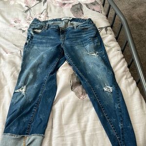 Torrid size 14 distressed boyfriend crop star print jeans